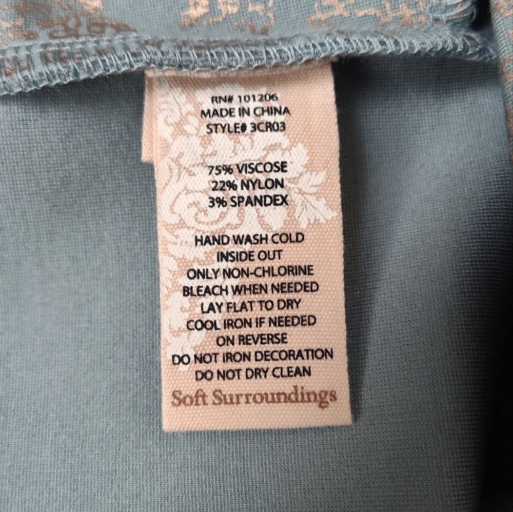 Soft Surroundings Light Blue Patterned Pants - Picture 8 of 8